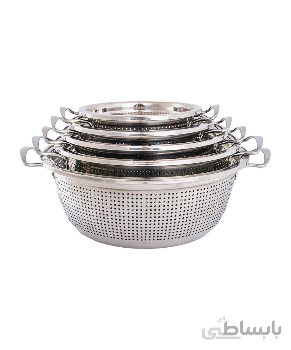 مجموعه 5 عددی آبکش استیل دسته دار