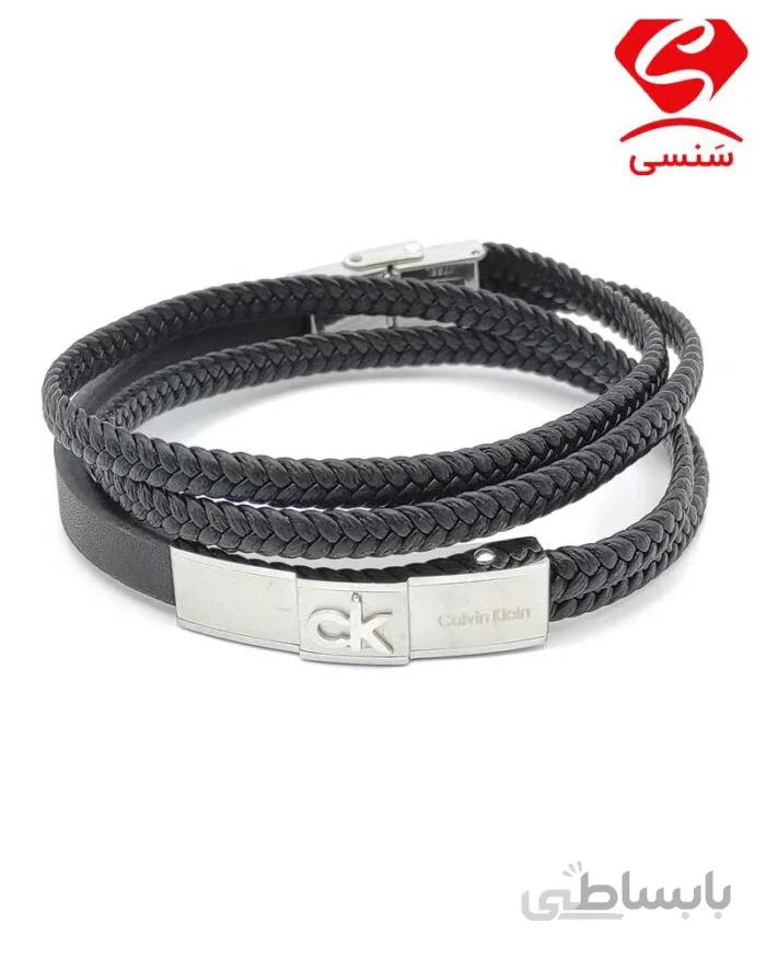 دستبند چرم و استیل کد024