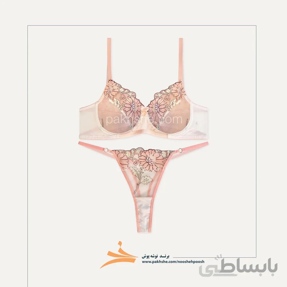 ست تورگاز فنردار سفید صورتی برند نوشه پوش کد 64002