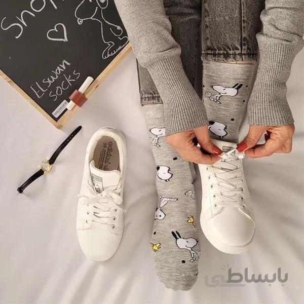 جوراب ساقدار زنانه با طرح اسنوپی کد PH631