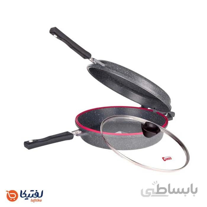 تابه دو طرفه گرانیتی کاندید گرد سایز 28 بهمراه درب پیرکس