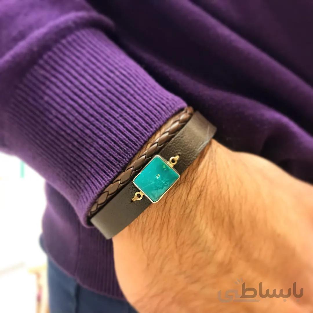 دستبند فیروزه مردانه کد kasra-81