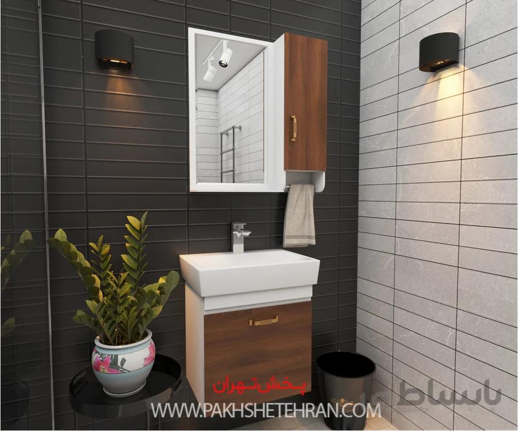 روشویی کابینت دار آتیلا سفید چوب 46 سانت ا روشویی کابینت دار آتیلا سفید چوب 46 سانت