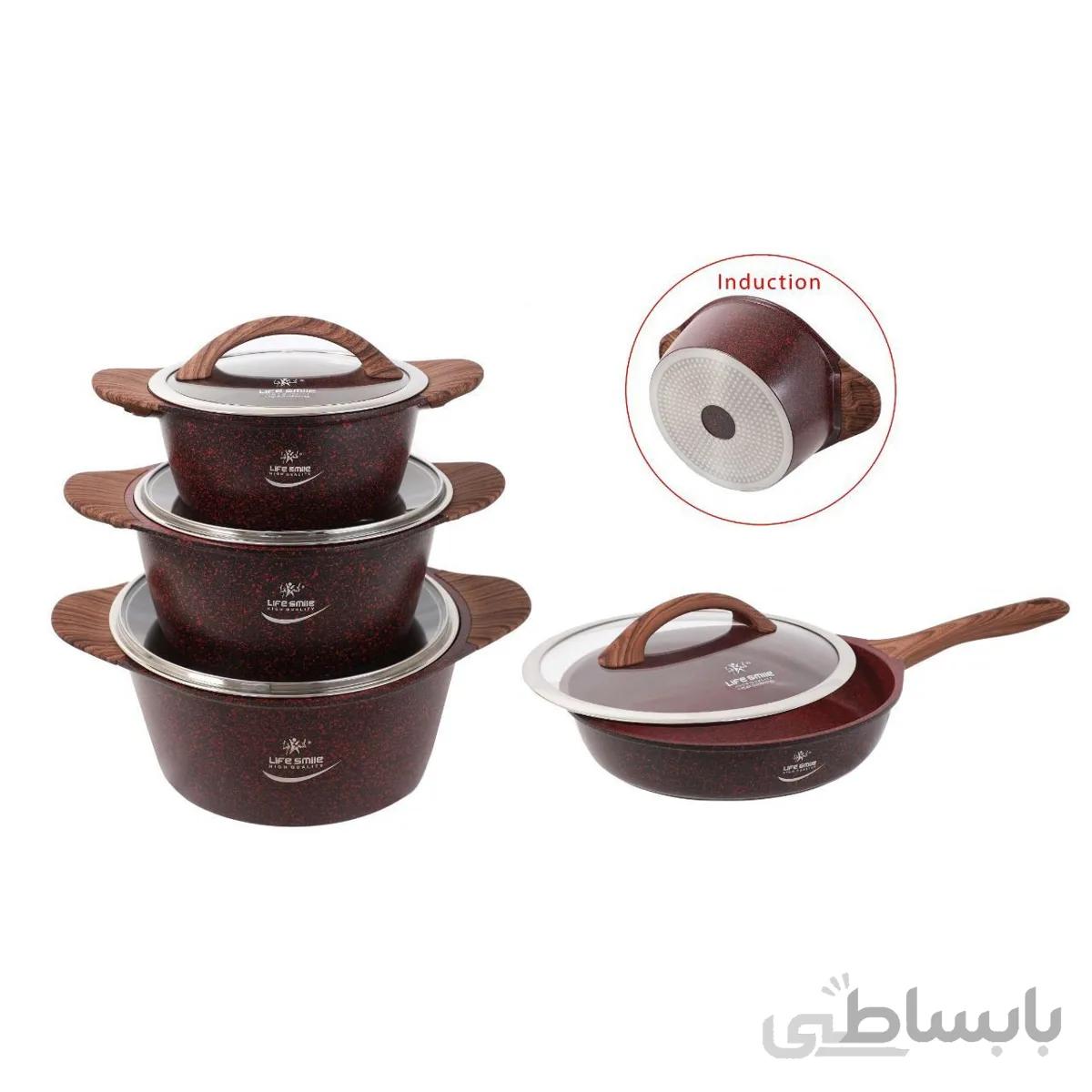 سرویس قابلمه گرانیتی لایف اسمایل مدل LIFEP5 شامل 8 پارچه ا LIFE SMILE LIFEP5-10 CookWare Set