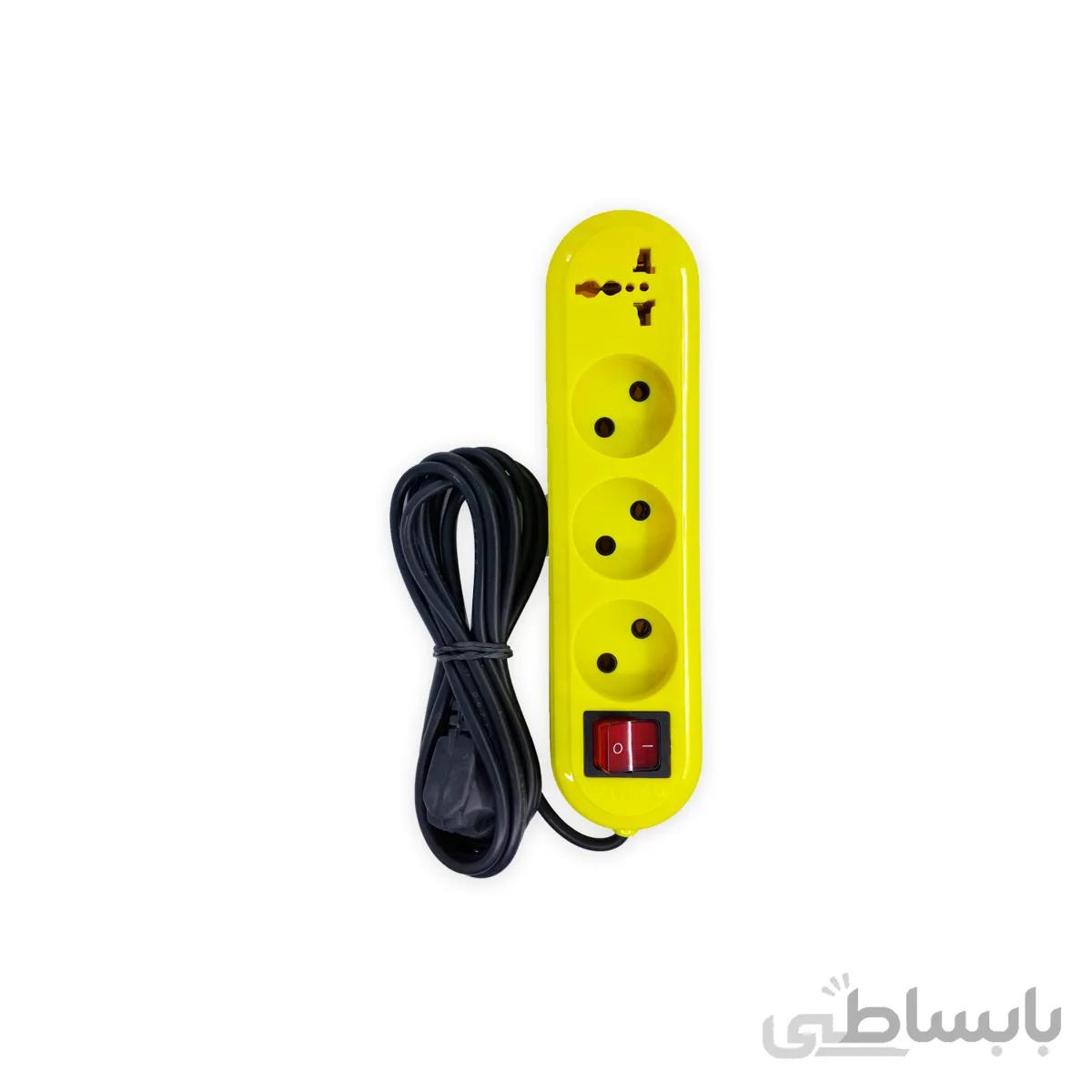 چند راهی برق نوکیتا NOKITA با یک ورودی 3 شاخه زرد