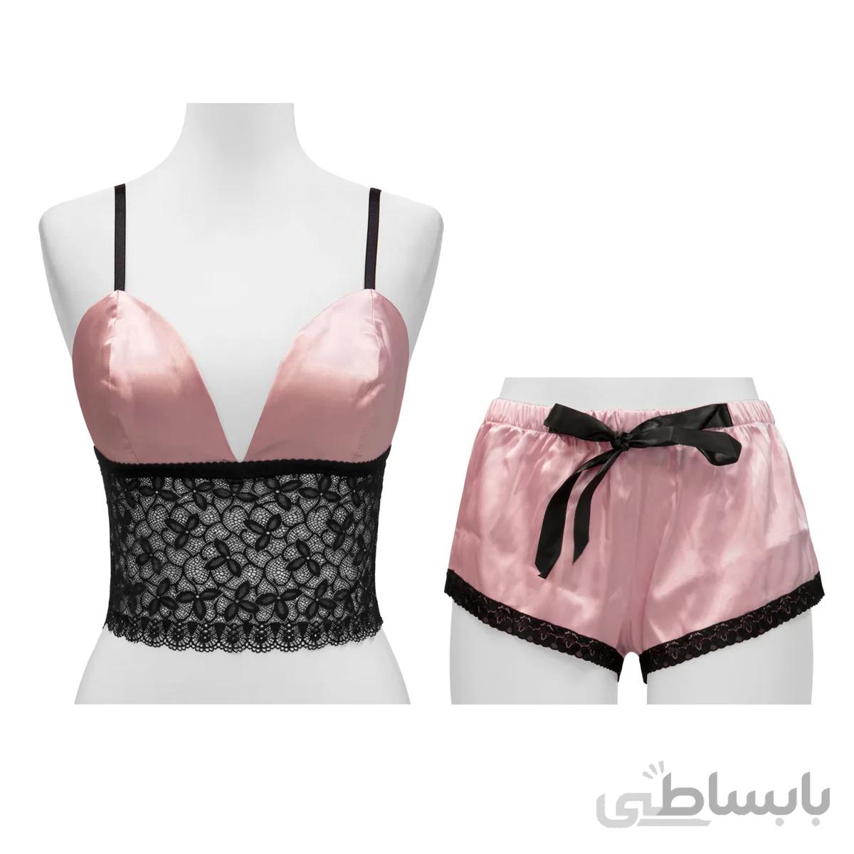 ست نیم تنه و شورتک ساتن فانتزی اما 2830