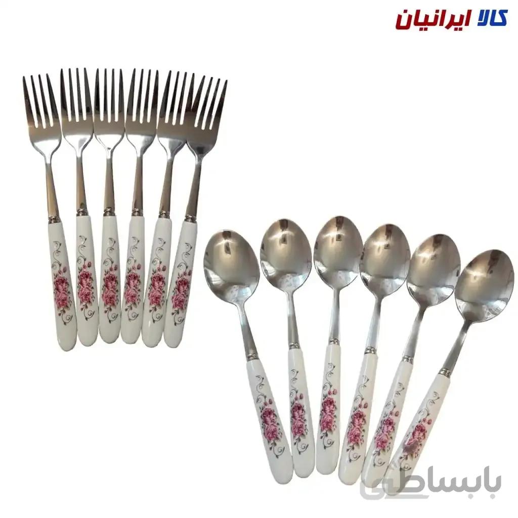 قاشق و چنگال 12 پارچه دسته سرامیکی کد 2