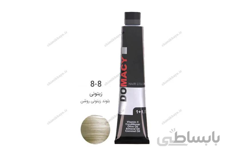 رنگ مو بلوند زیتونی روشن دوماسی شماره 8.8 با حجم 120 میلی لیتر