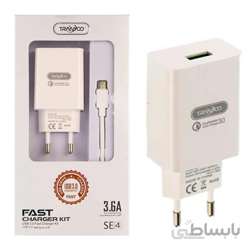 شارژر فست شارژ Tranyoo SE4 3.6A + کابل میکرو یو اس بی