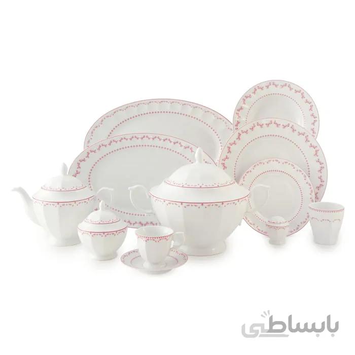 سرویس چینی زرین 12 نفره کامل فرانسیس صورتی (103 پارچه) ا Zarin Iran Neo-Classic Francis-Pink 103 Pieces FDC Dinnerware Set