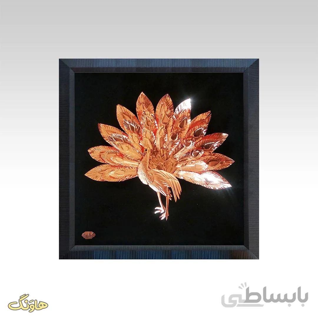 تابلو طاووس معرق مسی D004