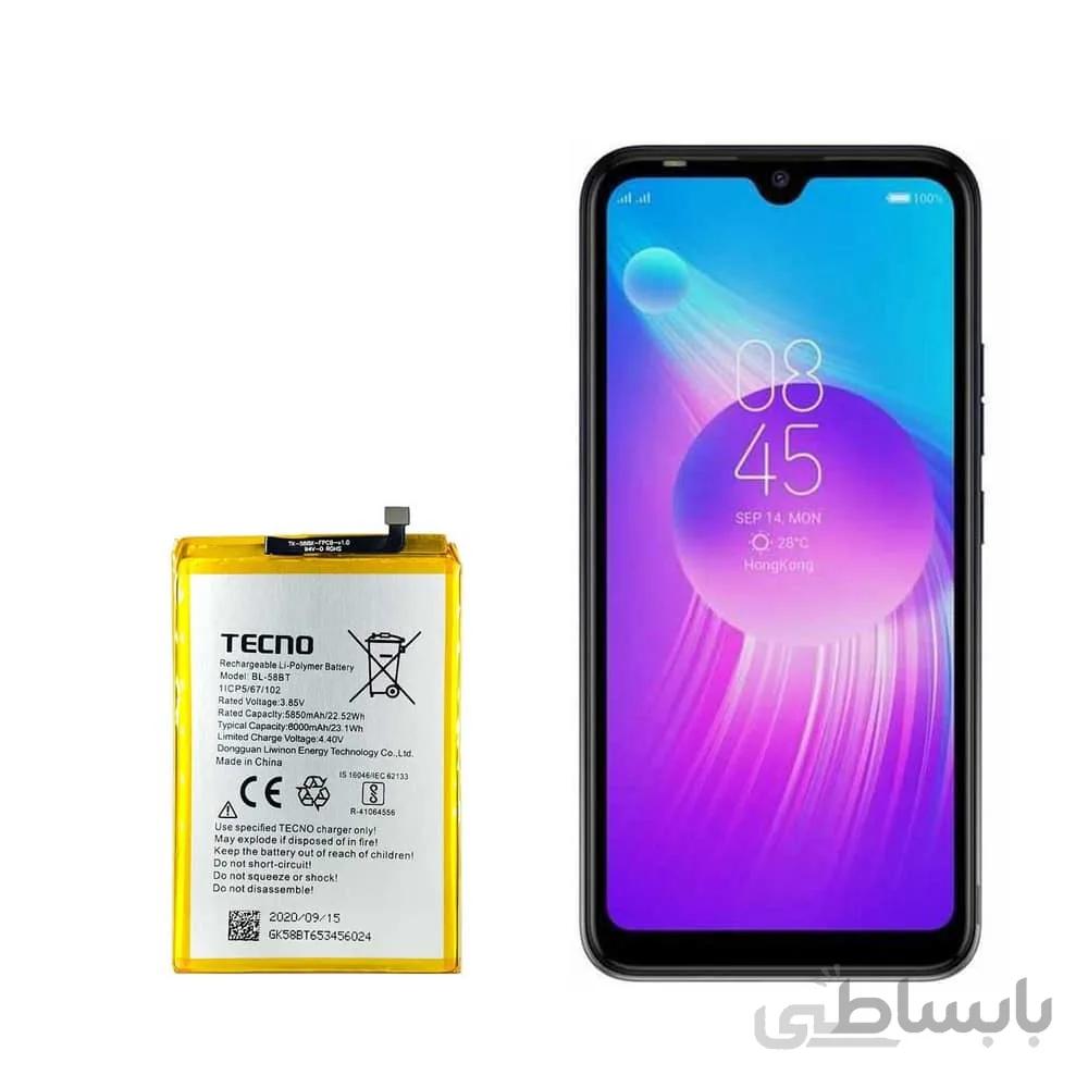 باتری گوشی تکنو Tecno Spark 4 Air با کد فنی BL-58BT