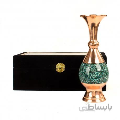گلدان فیروزه کوبی 25 سانتیمتری با جعبه مخمل