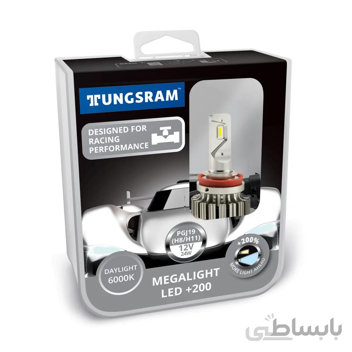 هدلایت LED پایه H8 / H11 / H16 مگالایت %۲۰۰ تانگسرام – TUNGSRAM