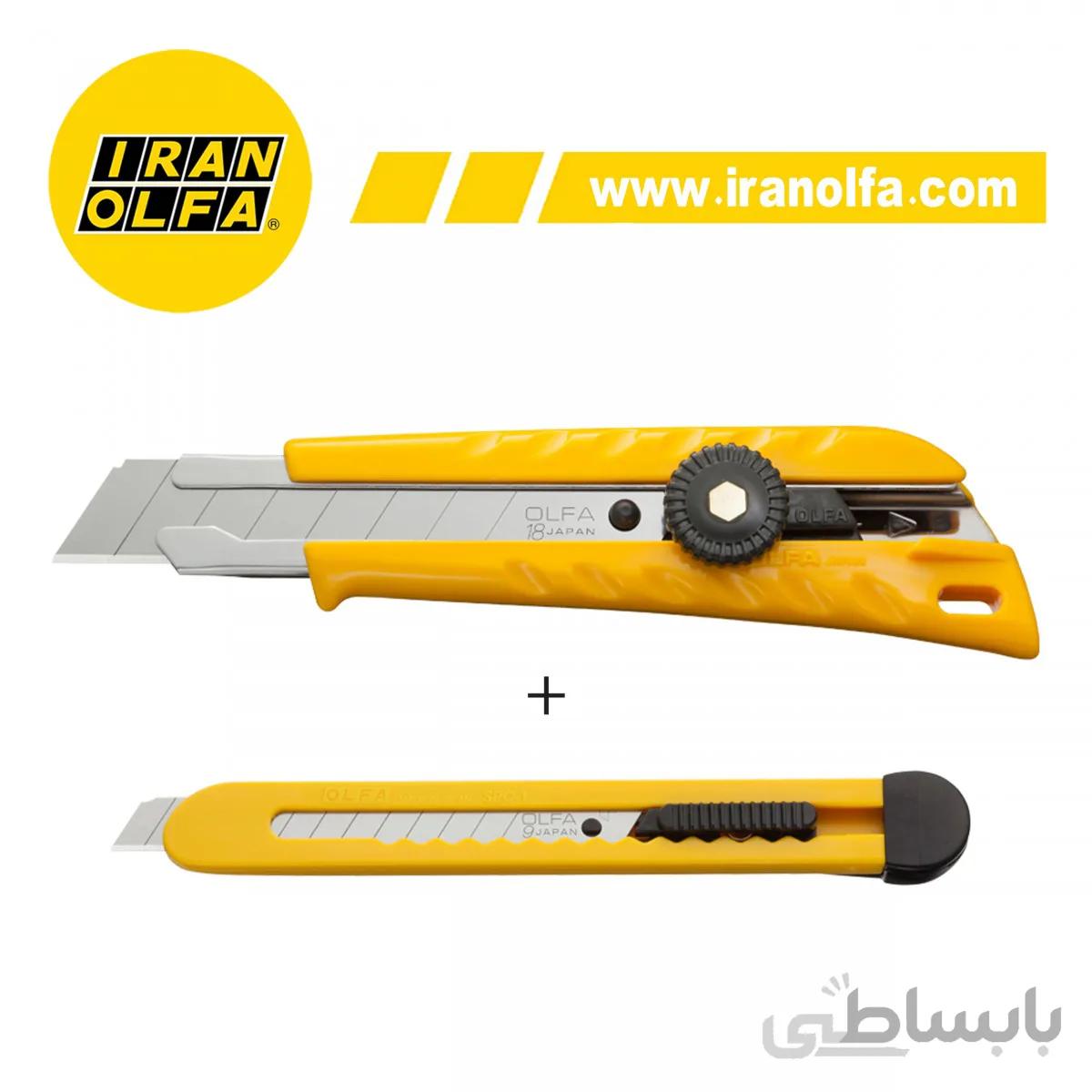 کاتر بزرگ با قفل پیچی الفا OLFA ژاپن مدل L 1/SPC + یک عدد کاتر کوچک SPC