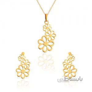 نیم ست طلا زنانه طرح سه گل کوچک و بزرگ کد LS604