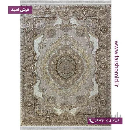 فرش ماشینی با الیاف طبیعی بامبو 1000 شانه شمسه کد 104 کرم فرش اکسیر