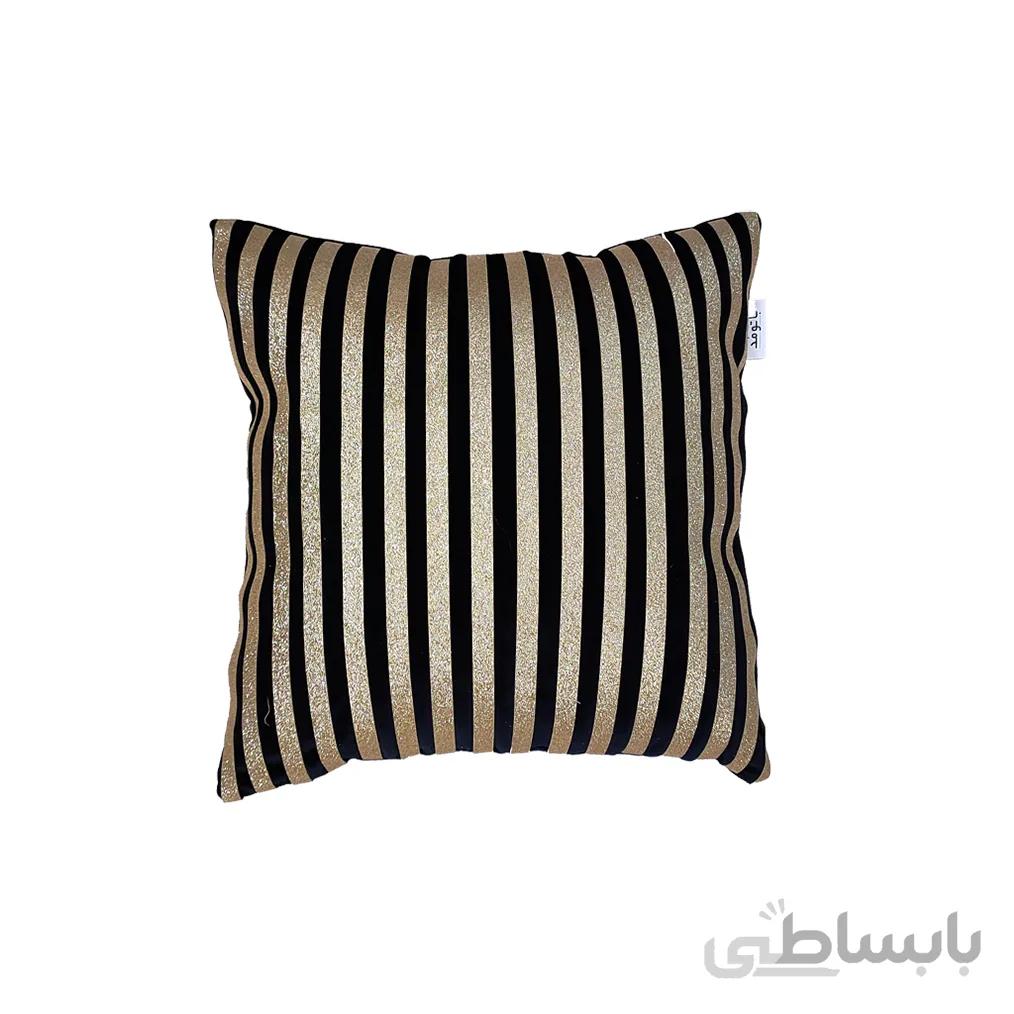 کوسن ترکیبی چرم و مخمل مدل رومی رنگ مشکی