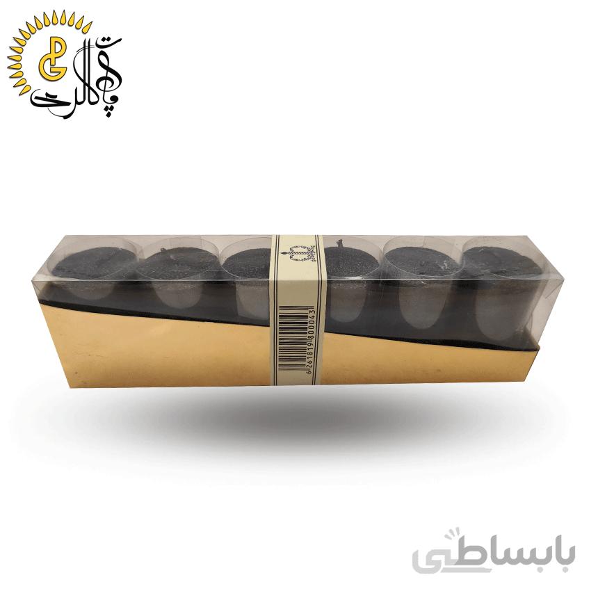 شمع استوانه اکلیلی مشکی پک 6 عددی