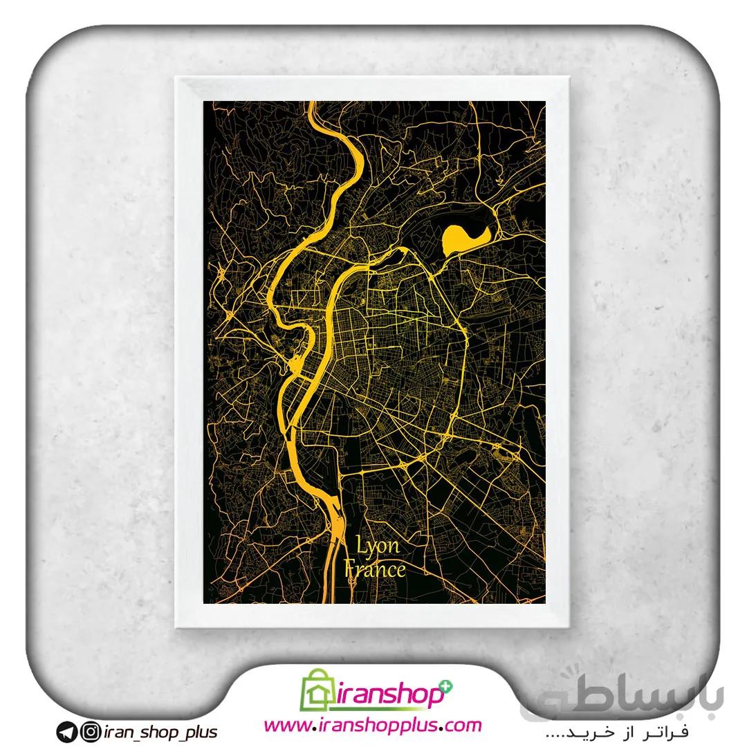 تابلو نقشه شهر لیون با تم Yellow