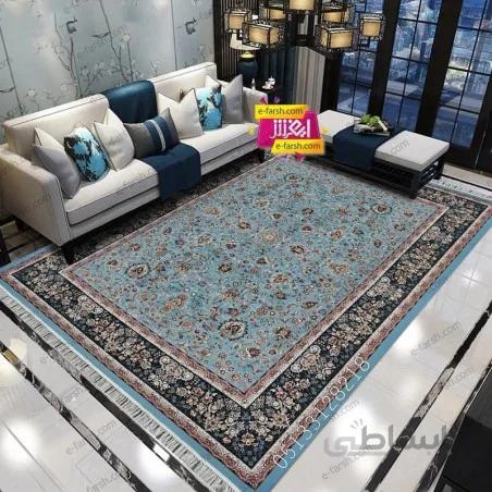 فرش ماشینی آرا مشهد طرح 60018 آبی