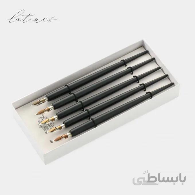 ست دسته قلم چوبی رنگ مشکی