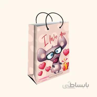 ساک متوسط کادویی طولی سایز 3 طرح موش عینکی