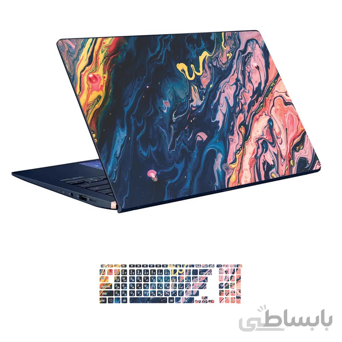 اسکین لپ تاپ طرح Colourful کد ۵۰ به همراه استیکر کیبورد