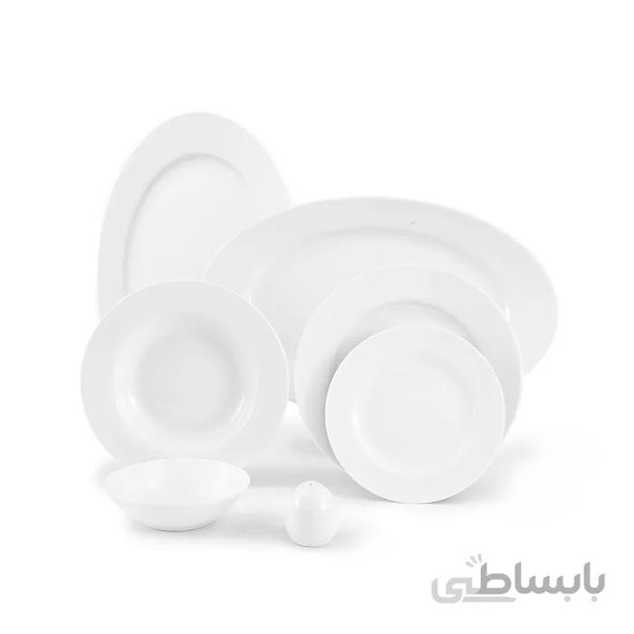 سرویس چینی ۲۸ پارچه چینی زرین سری ایتالیا اف مدل سفید