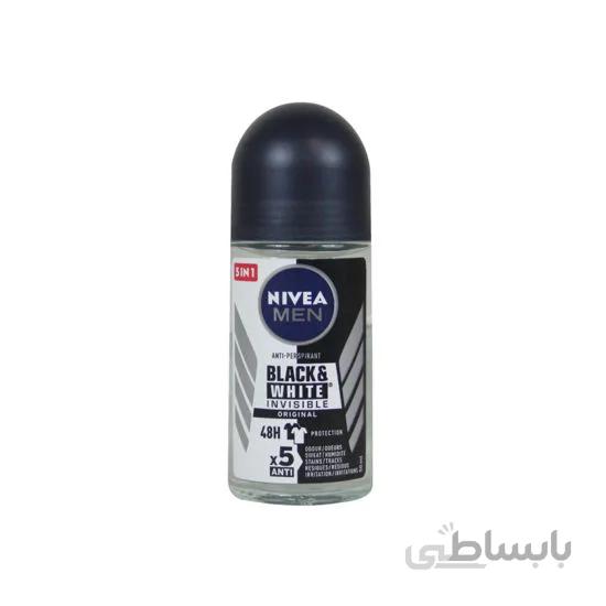 رول ضد تعریق مردانه نیوآ مدل Black And White Invisible Fresh حجم 50 میلی لیتر ا Nivea Black And White Invisible Fresh Roll-On Deodorant For Men 50ml