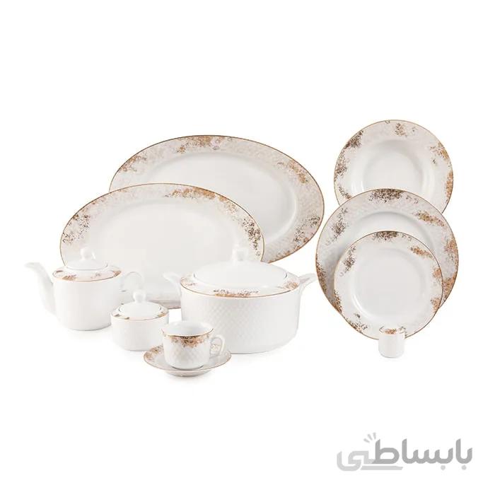 سرویس چینی زرین 12 نفره کامل کلودیا رادیانس (102 پارچه) ا Zarin Iran Radiance Claudia 102 Pieces Porcelain Dinnerware Set