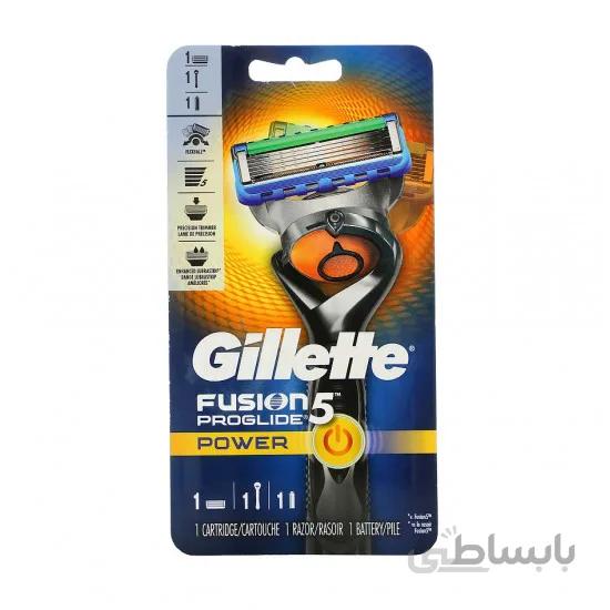 ست ژیلت فیوژن Gillette Fusion 5 Power Proglide پنج لبه حاوی دسته و یدک و باتری