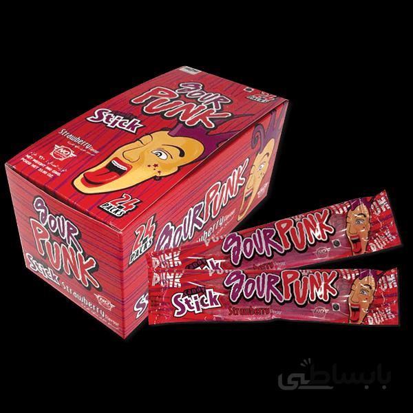 پاستیل ترش رشته ای سورپانک توت فرنگی بسته ۲۴ عددی – sour punk strawberry