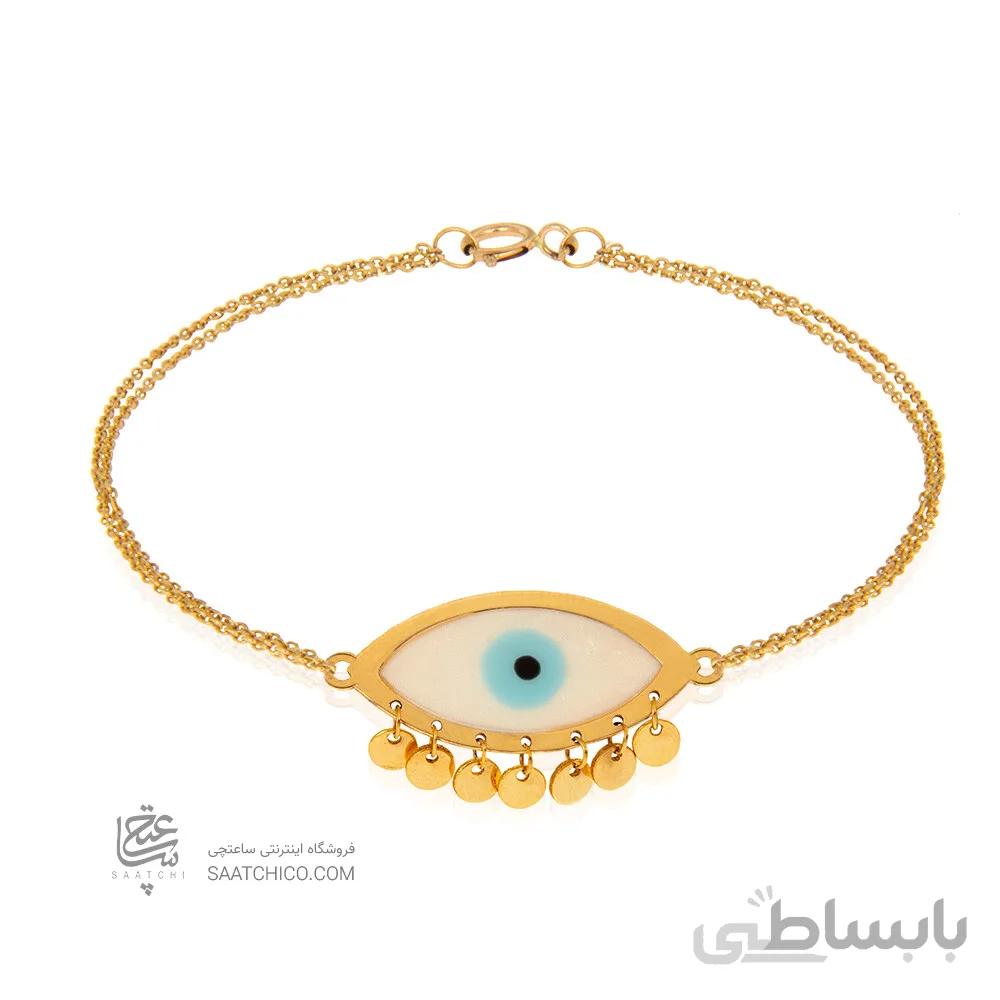 دستبند طلا با پلاک چشم نظر مینا کاری کد CB441