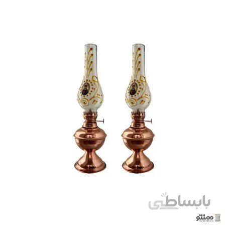 چراغ گرد سوز مسی مجموعه دو عددی طرح ناصرالدین شاه