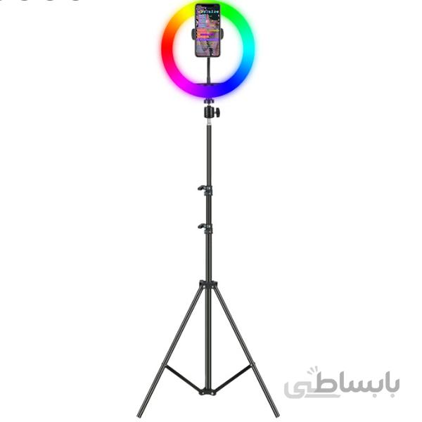 رینگ لایت حرفه ای با پایه 2 متری مدل RGB RING LIGHT MJ30