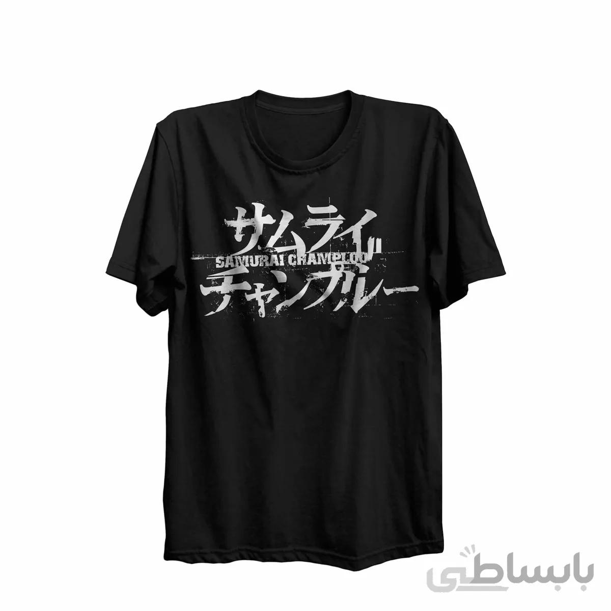 تیشرت یقه گرد مشکی طرح انیمه سامورایی چامپلو Samurai Champloo کد KCT10463