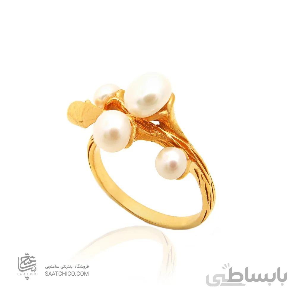انگشتر طلا زنانه با مروارید کد CR352
