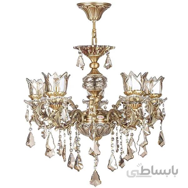 لوستر دایکاست ۵ شعله چشمه نور کد S3591/5-A آنتیک