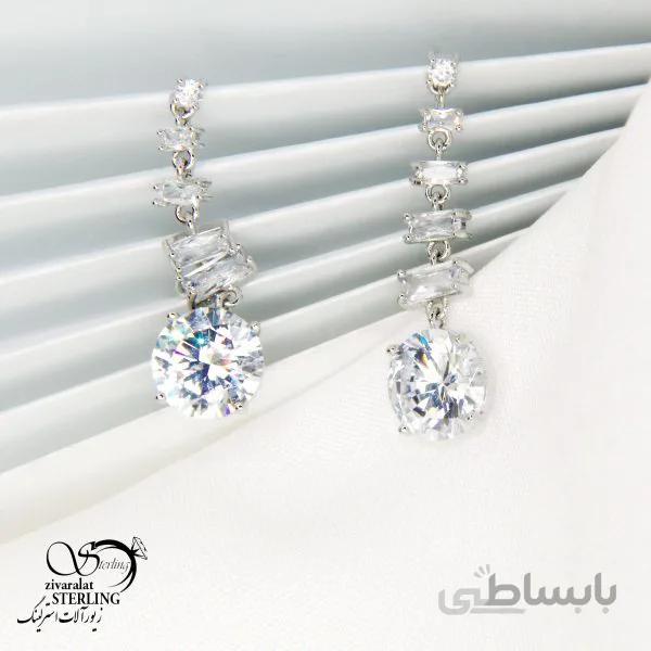 گوشواره آویز طرح جواهر نگین دایره