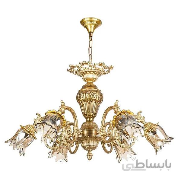 لوستر برنزی شش شاخه چشمه نور مدل 2100