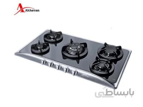 اجاق گاز ۵ شعله شیشه‌ای اخوان مدل G14 ا Akhavan Gas Hob Model G14