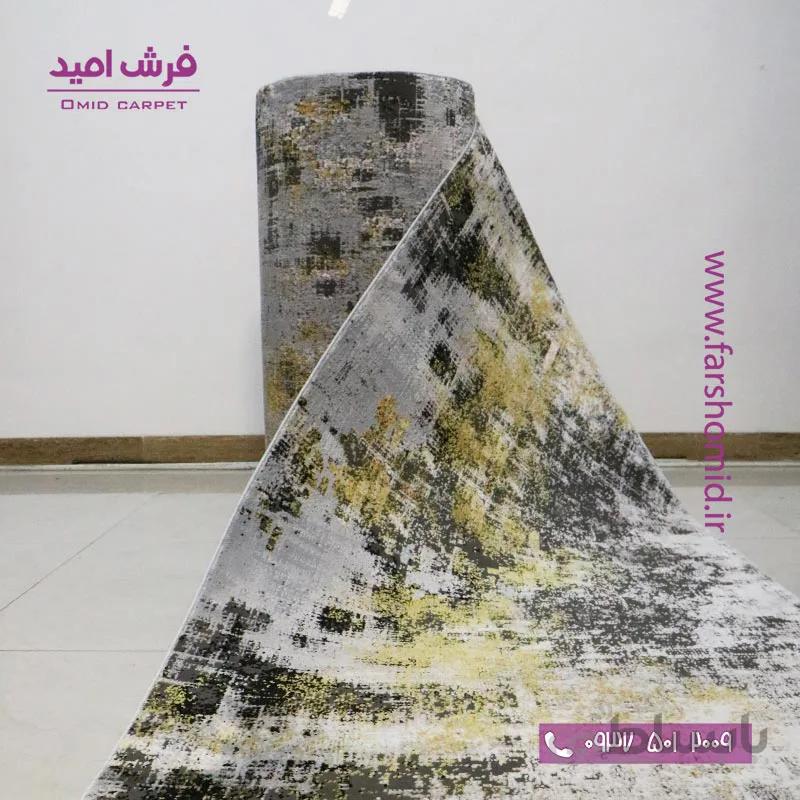 فرش کناره و فرش پله مدرن و پتینه کد 41945n نقره ای فرش سیزان