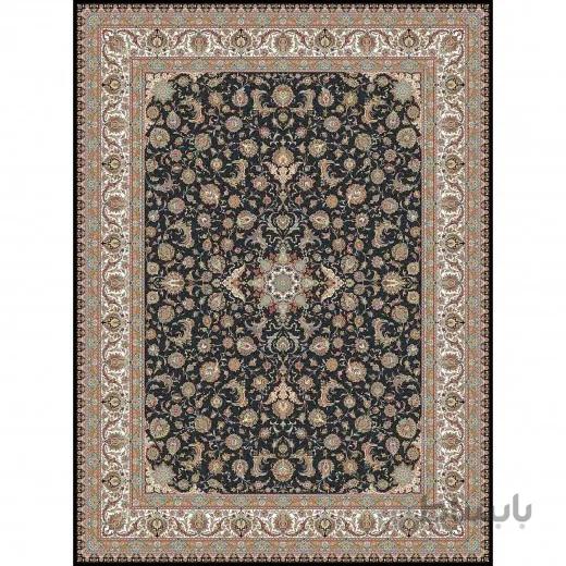 فرش ماشینی زاگرس طرح بیستون زمینه سرمه ای