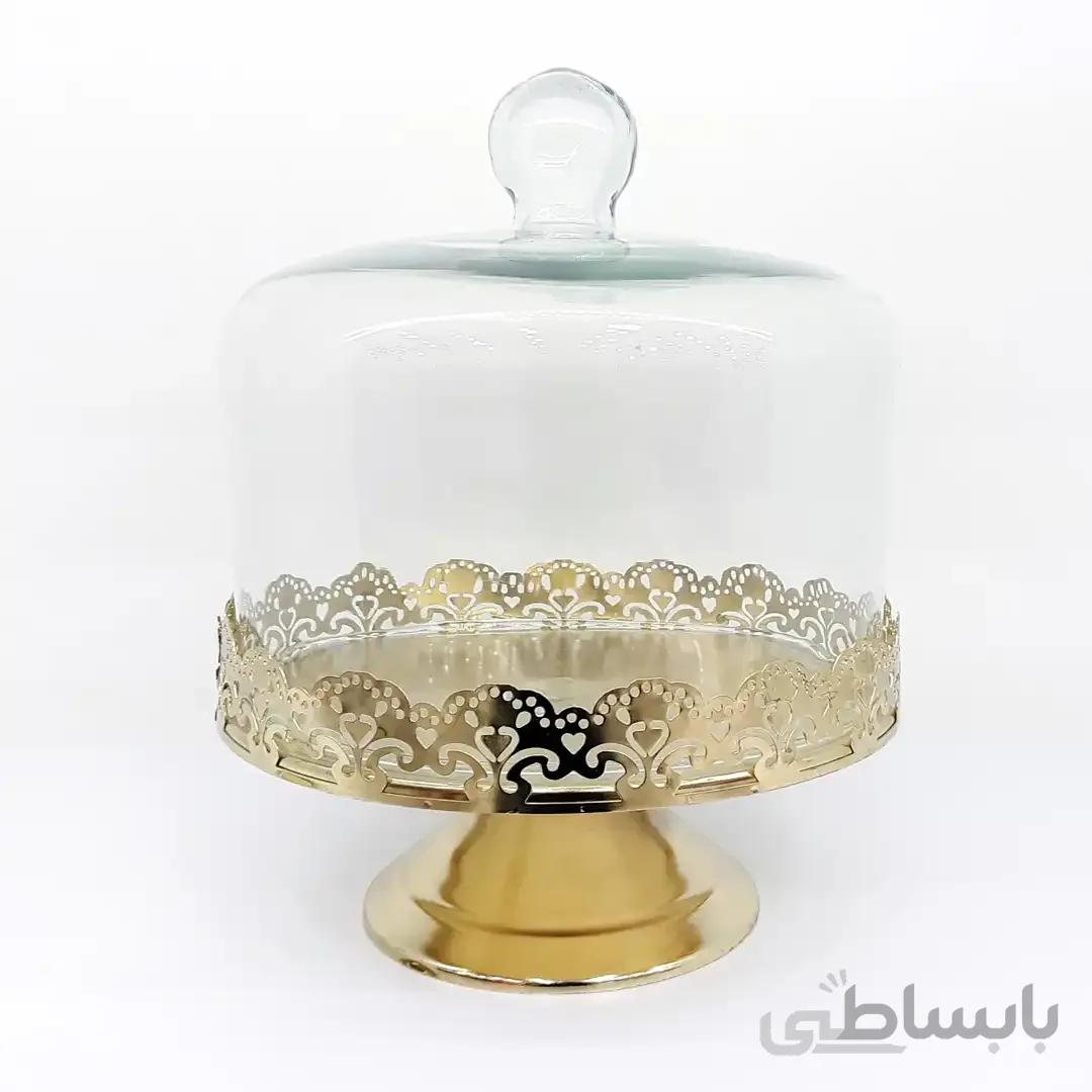 کاپ کیک خوری پایه فلزی طلایی طرح فلاور (گل) | ظروف کیک خوری مدرن کد 42009