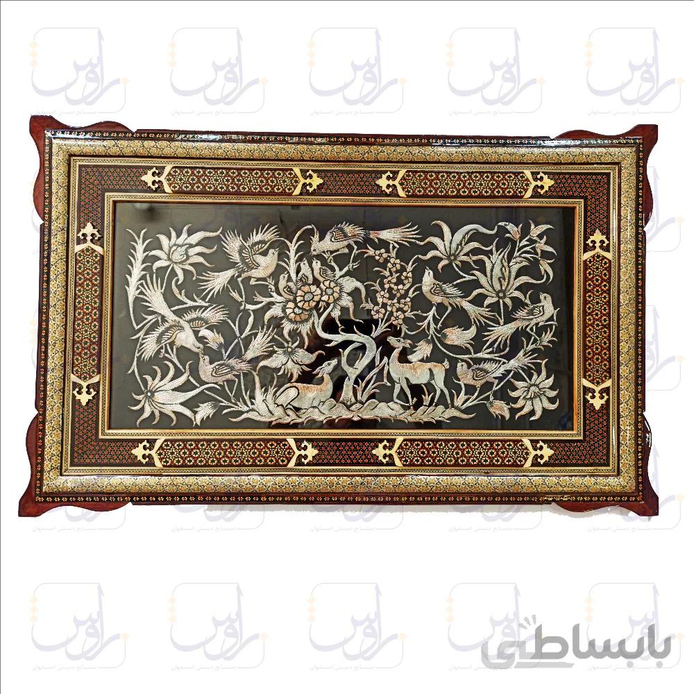 تابلو قلم زنی با قاب خاتم دو شاسی سایز 53*83