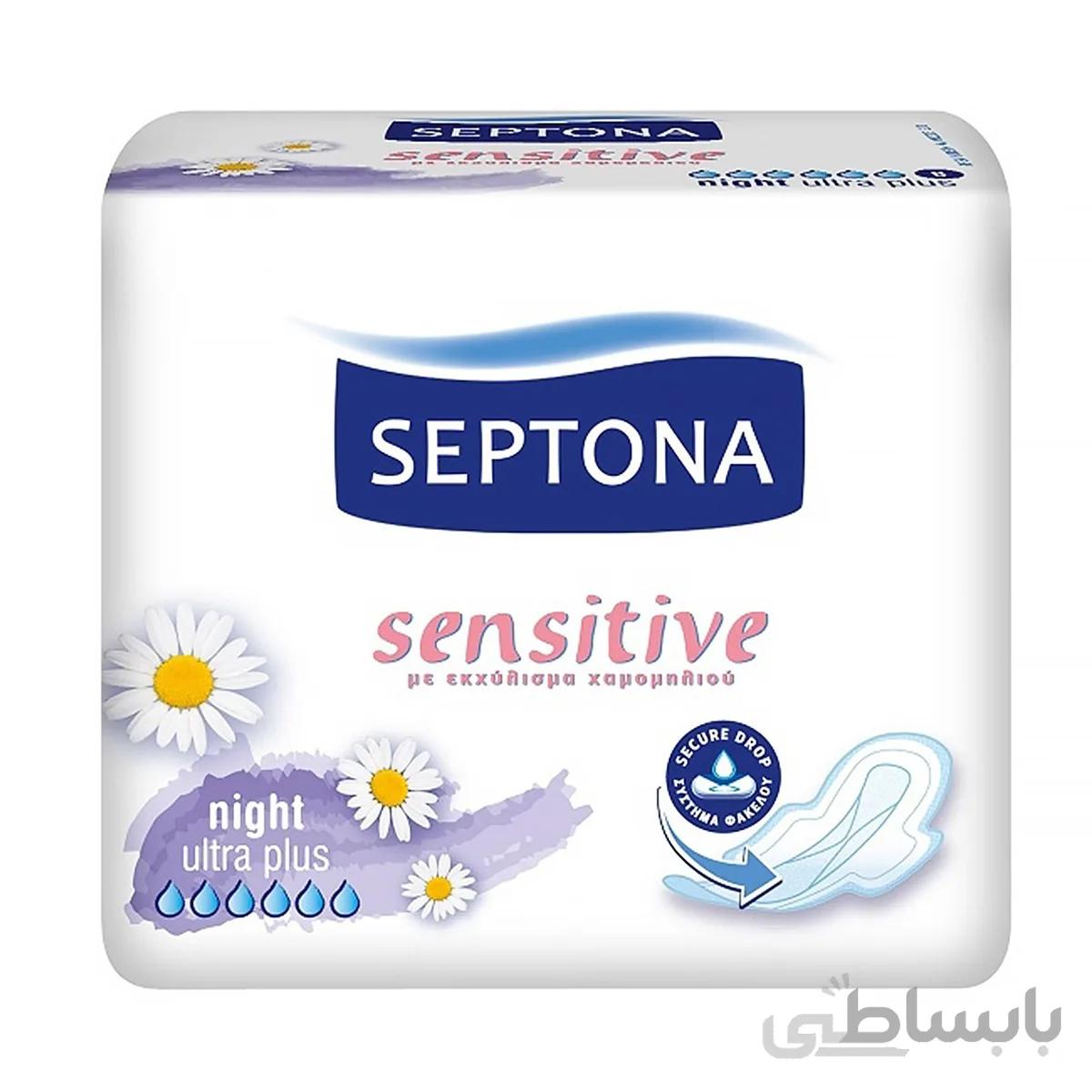 نوار بهداشتي سپتونا قطر نازک مدل Night Sensitive ا Septona Night Sensitive Sanitary Pad
