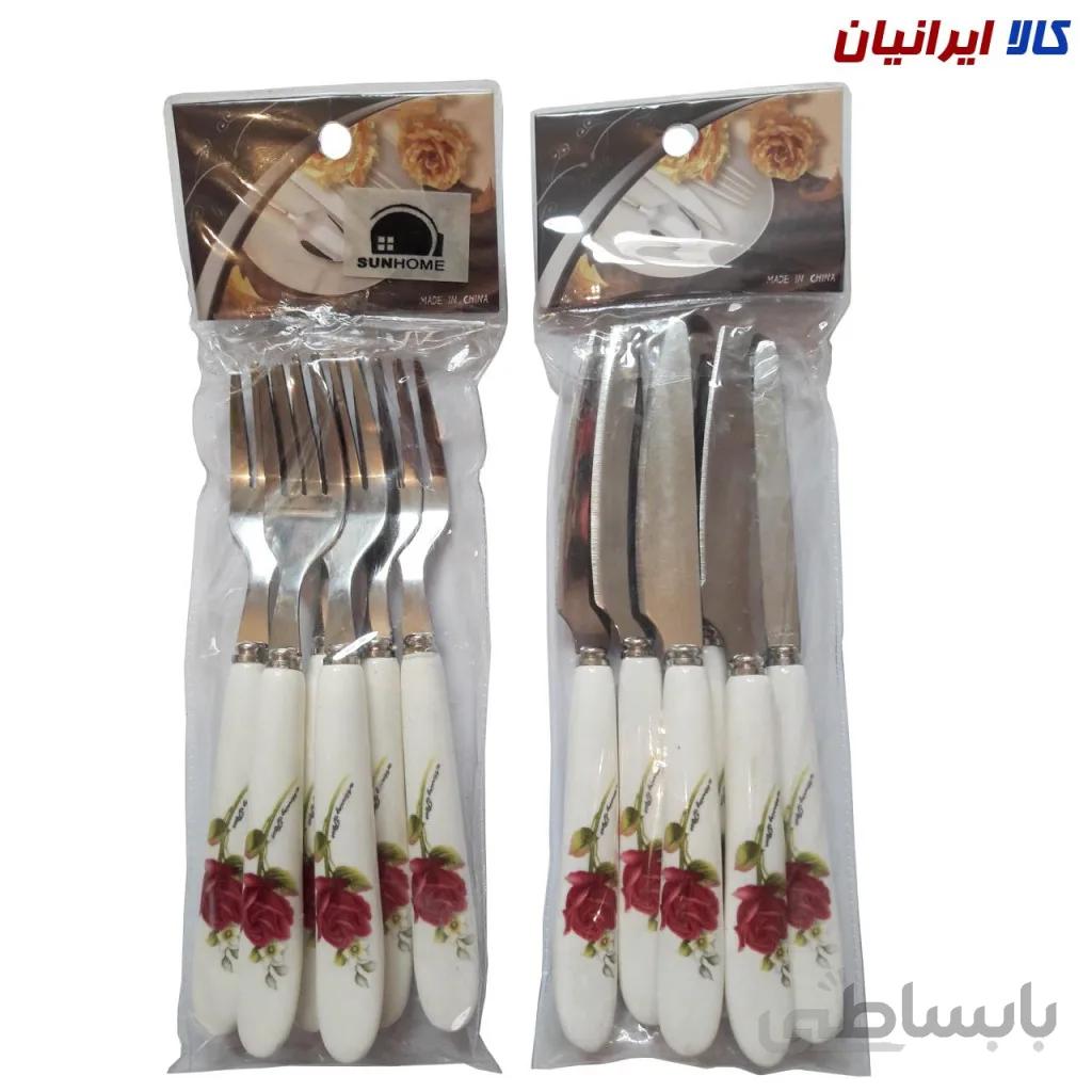 کارد و چنگال میوه خوری 12 پارچه دسته سرامیکی کد 1
