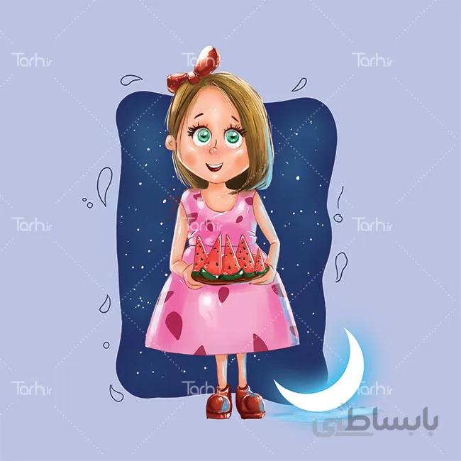 تصویرسازی دختر و یلدا