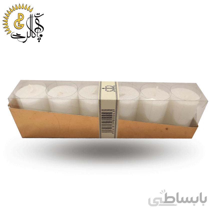 شمع استوانه اکلیلی سفید پک 6 عددی